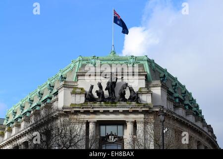 Roof and flag of the Australian Embassy building, Strand, London, UK Stock Photo