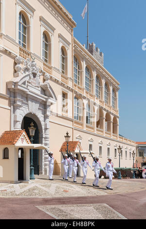 Changing of the guard at the Royal Palace, Monaco, Europe Stock Photo