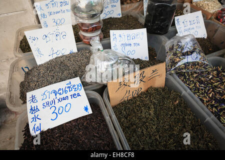 Tea market stall. Chinatown. Bangkok. Thailand. Stock Photo