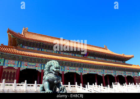 Photograph of the Hall of Supreme Harmony, located in the Forbidden City, probably China's most famous landmark. Stock Photo