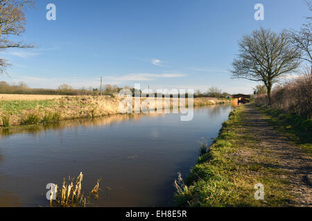 The restored Berks and Wilts canal near Wootton Bassett in Wiltshire