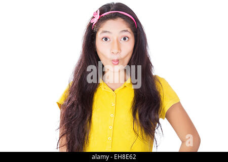 1 indian Young girl Teenager mouth Teasing Stock Photo