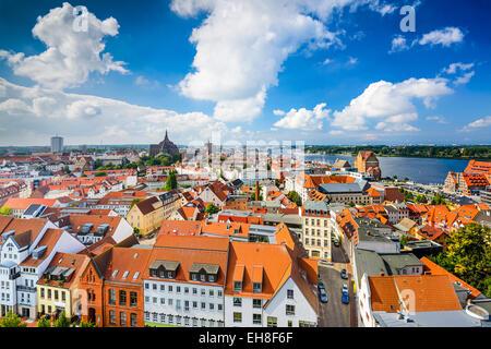 Rostock, Germany old city skyline. Stock Photo