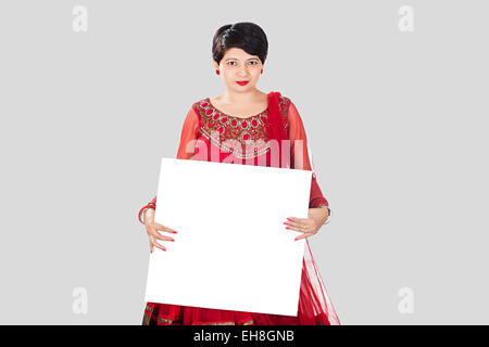 1 indian Adult woman Housewife diwali Message Board Showing Stock Photo