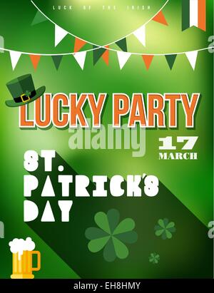 St Patricks day party poster illustration. Ideal for print and web promo event. EPS10 vector file. Stock Vector