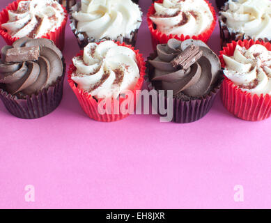 Assorted cupcakes with space for text Stock Photo