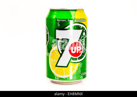 7up 7 up can of pop fizzy drink lemonade tin tinned logo product cutout white background copy space isolated