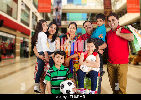 indian group crowds Parents mall Shopping Stock Photo