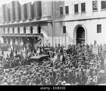 The New York Stock Exchange at Broad and Wall Streets in New York in 1929 following the crash of the market. (Library of Congress) Stock Photo