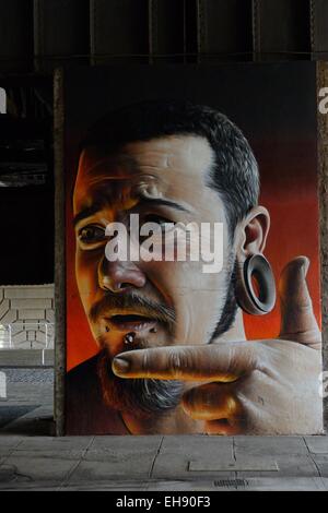 Street art under the railway bridges on the Broomielaw, Glasgow, Scotland, UK Stock Photo
