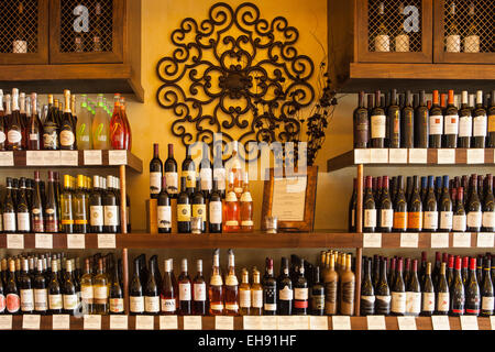 selection of wines at Corktree Cellars Wine Bar & Bistro, Carpinteria, California Stock Photo