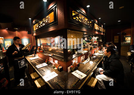 A traditional Japanese Izakaya ( Japanese BBQ bar ). Stock Photo