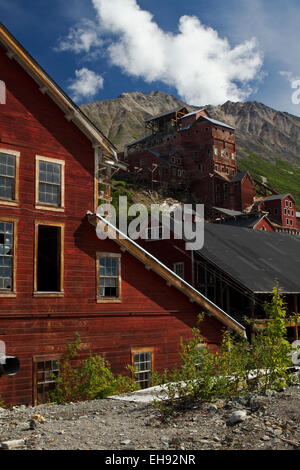 Historic copper mining buildings in Kennecott, Wrangell St Elias National Park and Preserve, Alaska Stock Photo