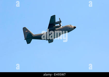 The Lockheed C-130 Hercules flies at the 2010 Chicago Air and Water Show. Stock Photo
