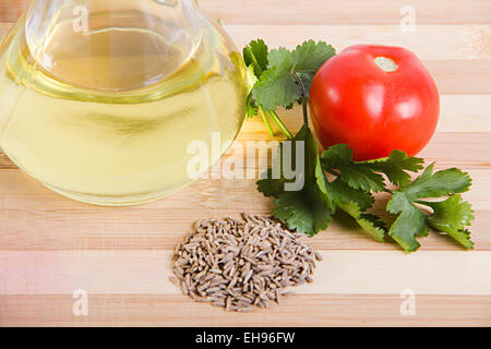 Abundance Cumin Seed Vegetable Tomato and Olive Bottle Food and Nutrition Quality nobody Stock Photo