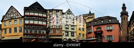Traditional half-timbered houses on market square in Cochem, Germany Stock Photo