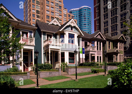 Yaletown, Vancouver, BC British Columbia, Canada - Heritage Houses & High Rise Apartment Condominium Buildings, Downtown in City Stock Photo