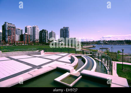 Yaletown, Vancouver, BC, British Columbia, Canada - David Lam Park and Highrise Condominiums at False Creek Stock Photo