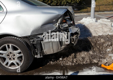Car damaged from rear end collision - USA
