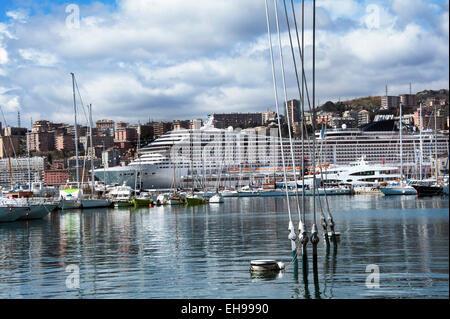 Big cruise ship in Genoa - Italy Stock Photo