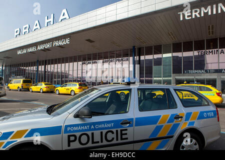 Prague Airport Czech Republic police car Stock Photo