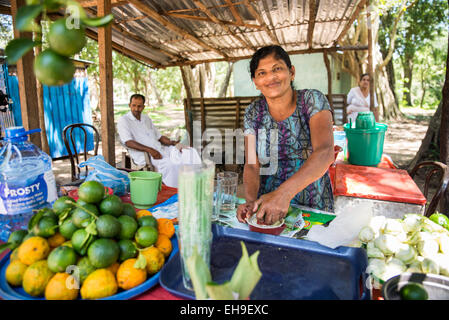 Local fresh juice vendor, Anuradhapura, Sri Lanka, Asia Stock Photo