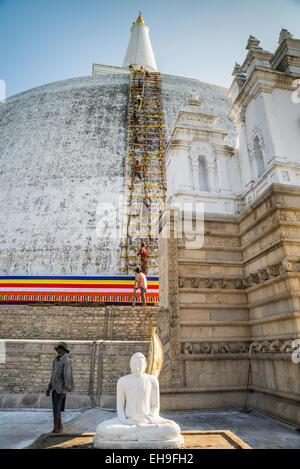 Repair work on Ruwanwelisaya Dagoba, UNESCO World Heritage Site, Anuradhapura, Sri Lanka, Asia Stock Photo