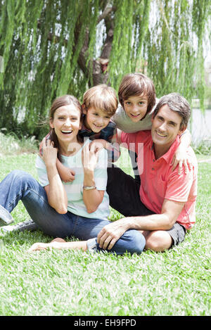 Family with two children, portrait Stock Photo