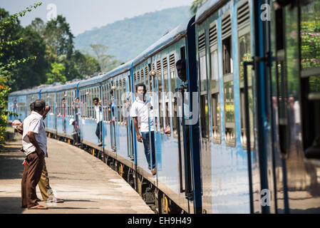 Train in the  Rambukkana railway station, Sri Lanka, Asia Stock Photo