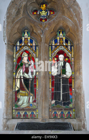 Stained Glass Window The parish church of St John the Evangelist, Cutcombe, Exmoor Stock Photo