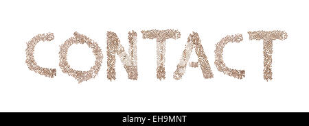 Contact written in letters formed with wooden cubes with letters isolated on white background Stock Photo