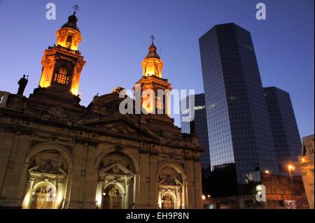 Cathedral at Plaza de Armas, Santiago, Chile Stock Photo