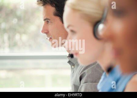 Working in call center Stock Photo