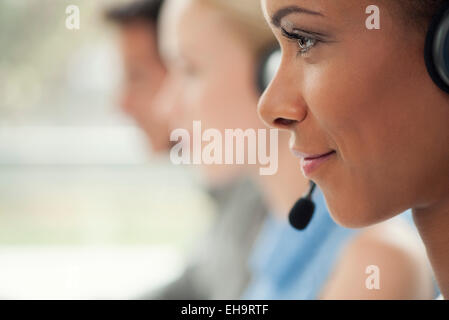 Working in call center Stock Photo