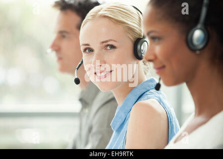 Working in call center Stock Photo