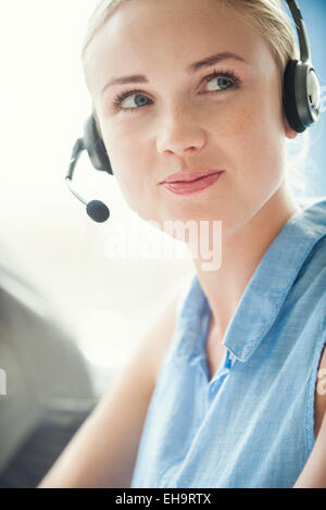 Working in call center Stock Photo