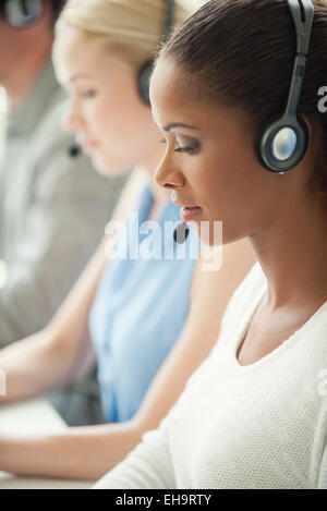 Working in call center Stock Photo