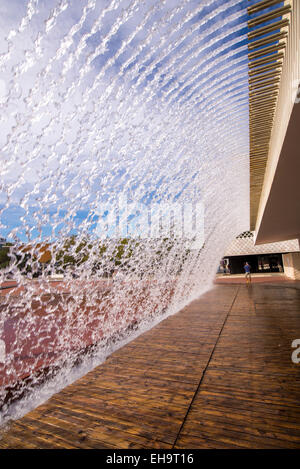 Waterfall of the Jardins D’Água (Water Gardens) in the Parque das Nações (Park of Nations). Lisbon, Portugal Stock Photo