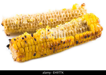 Eaten grilled corn-cob with butter. Stock Photo