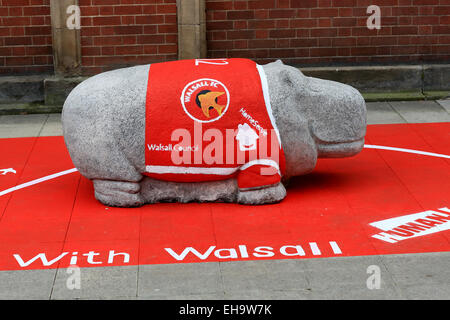 Walsall Football Club promotion in Walsall town centre in preparation for their trip to Wembley. A concrete hippo