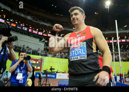 Prague, Czech Republic. 6th Mar, 2015. David Storl of Germany competes during the men's shot put final at the European Athletics Indoors Championships in Prague, Czech Republic, on Friday, March 6, 2015. © Michal Kamaryt/CTK Photo/Alamy Live News Stock Photo