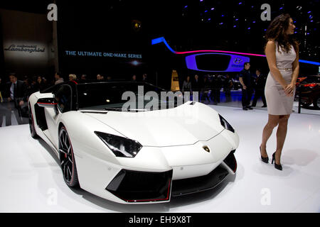 Lamborghini Aventador Pirelli Edition at the Geneva motor show 2015 Stock Photo