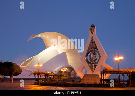 The modern concert hall Auditorio de Tenerife by architect Santiago Calatrava Valls in Santa Cruz de Tenerife, Tenerife, Canary Stock Photo