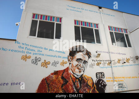 George Orwell mural Southwold Stock Photo