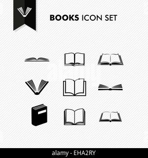 Basic books icon set isolated over white. Vector file EPS10. Stock Vector