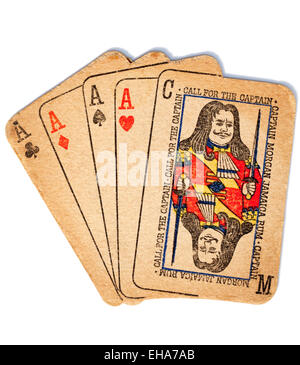Vintage Beermat in the shape of Playing Cards Advertising Captain Morgan Rum Stock Photo