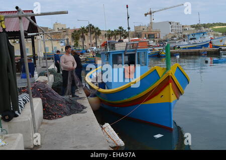 Malta,Marsaxlokk(pro.Marsa-shlock),a pretty little fishing village just southof Valletta. Photogenic, there are good retuarants Stock Photo