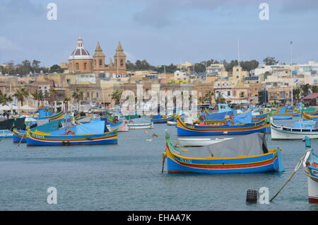Malta,Marsaxlokk(pro.Marsa-shlock),a fishing village just south of Valletta.As well as being photogenic there hasgoodrestaurants Stock Photo