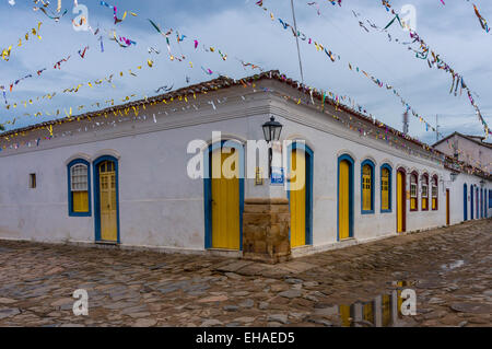 Colourful houses in Paraty - a colonial town in the State of Rio de Janeiro, Brazil Stock Photo