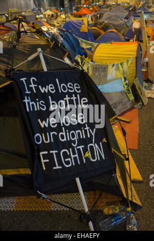 This image capture artworks produced by Occupy Central artists, in the Admiralty and Mongkok areas of Hong Kong in 2014. Stock Photo